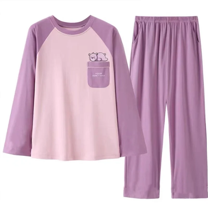 Top e pantaloni a maniche lunghe da donna di nuovo arrivo primavera/autunno Pigiama casual alla moda Plus Size Set di abbigliamento per la casa ampio e aderente