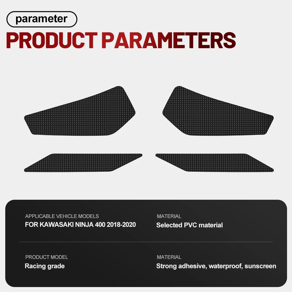 Fit For Kawasaki Ninja 400 2018-2020 Silicone Anti-Slip Tank Traction Pad Side Grip Sticker Set