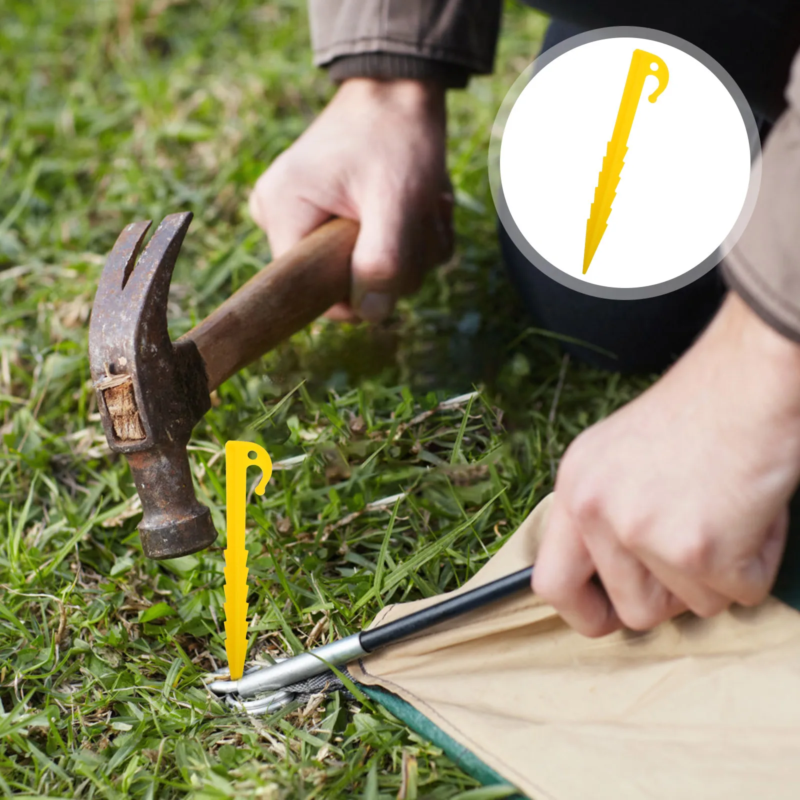 

10Pcs Plastic Tent Stakes Serrated Heavy Duty Ground Pegs Canopy Tent Accessories Outdoor Camping Windproof Stabilizers