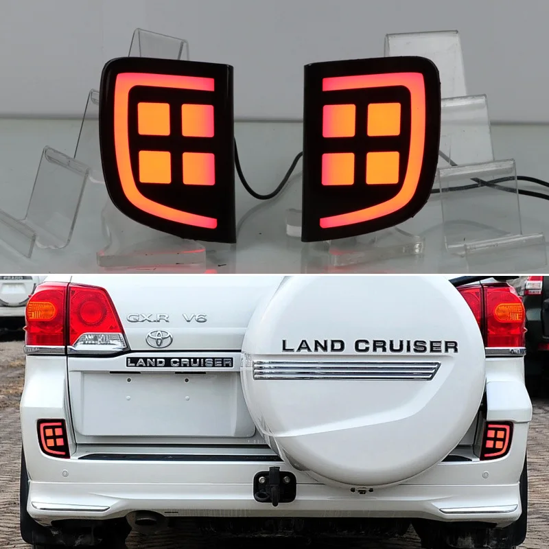 

Car LED Rear Reflector For Toyota Land Cruiser 200 2008 - 2014 2015 Sequence Signal Indicator Tail Light Bumper Brake Lamps