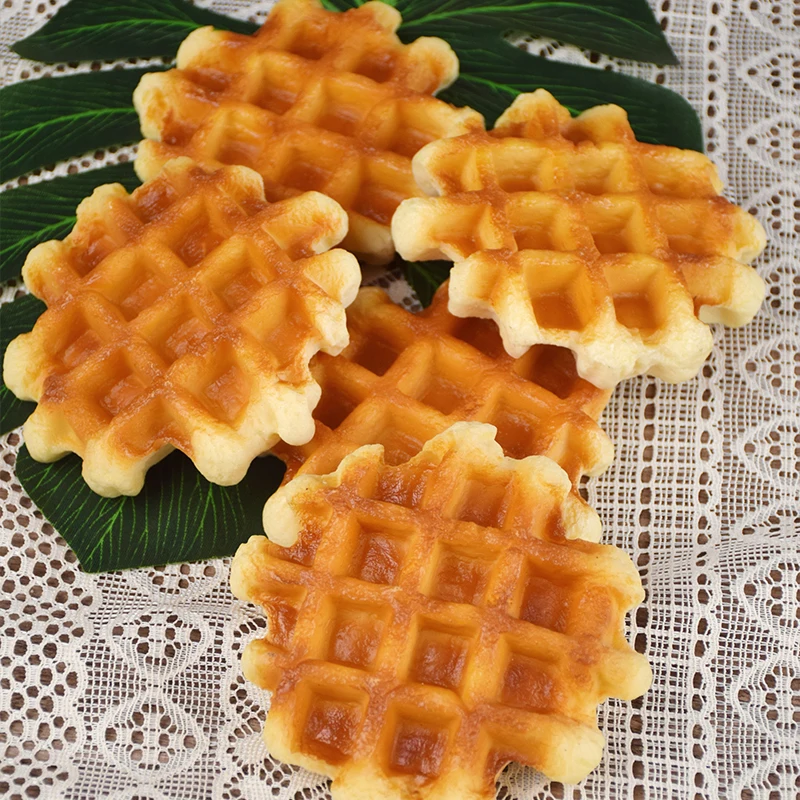 Artificial Fake Cake Food Simulation Realistic Imitation Faux Waffle Cake Replica Pastries Dessert for Display Props Model