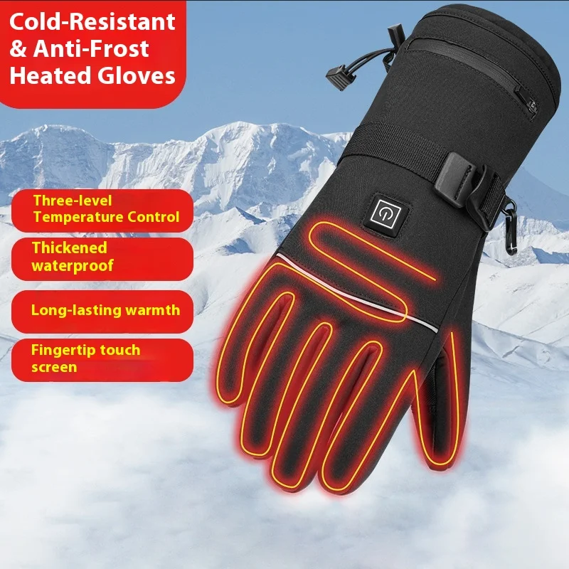 

Electric Heated Gloves Motorcycle Winter Moto Heated Gloves Warm Waterproof Rechargeable Heating Thermal Gloves For Snowmobile