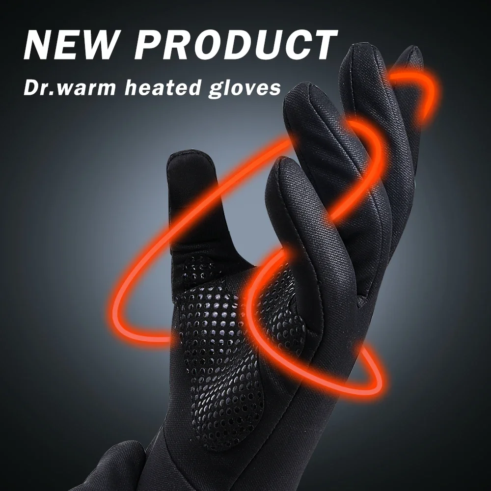 Black stylish heated gloves warm for winter glove electric thermal  liner heated woman gloves