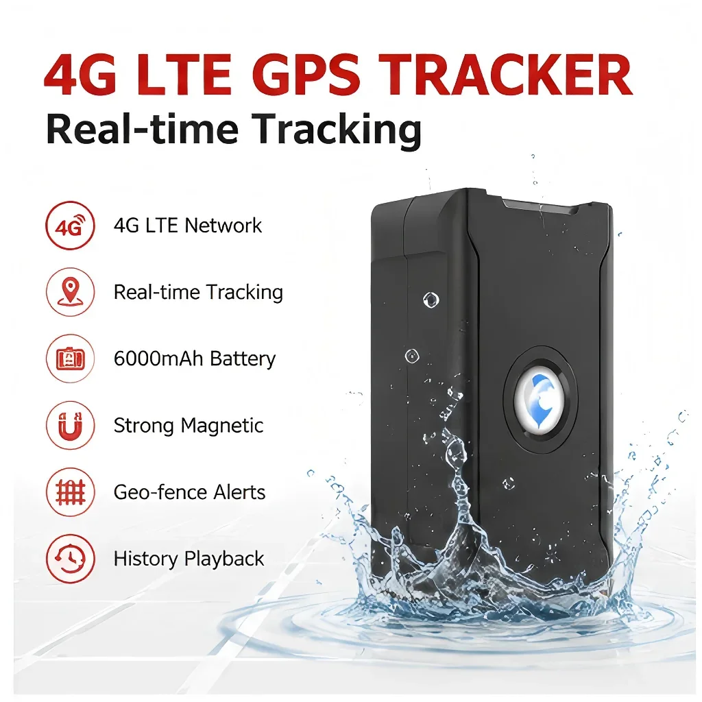 4G LTE GPS Tracker for Vehicles & Motorcycles, Real-Time Unlimited Tracking, Built-in SIM, Subscription Required
