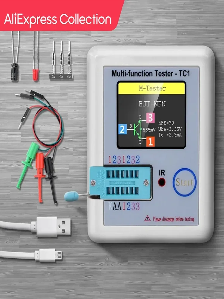Multímetro da exposição do LCR TC1-TFT LCD, verificador do transistor, capacitor do Triode do diodo,