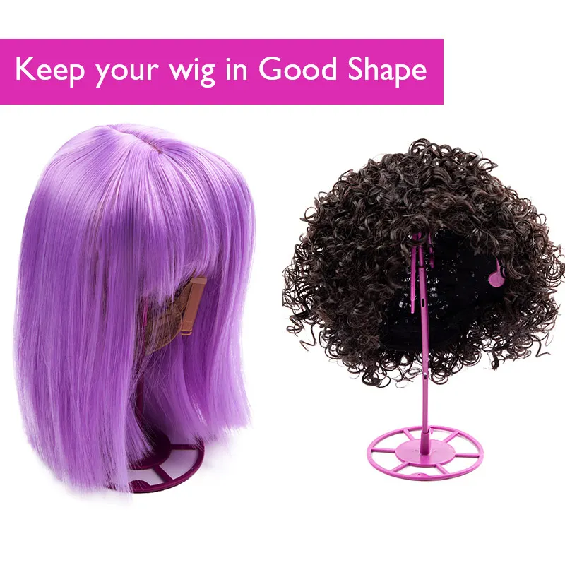 Plastic Wig Stand Portable Wig Head Stand Black Pink Wig Hang Holder Stand Durable Hair Display Tools Wig Accessories