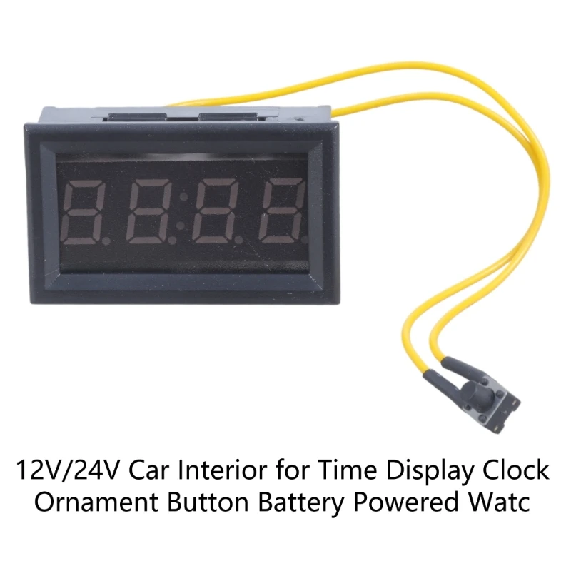 Đồng hồ kỹ thuật số ô tô 124B Đồng hồ LED 12V/24V Đồng hồ ô tô 24 giờ Trang trí nội thất ô tô