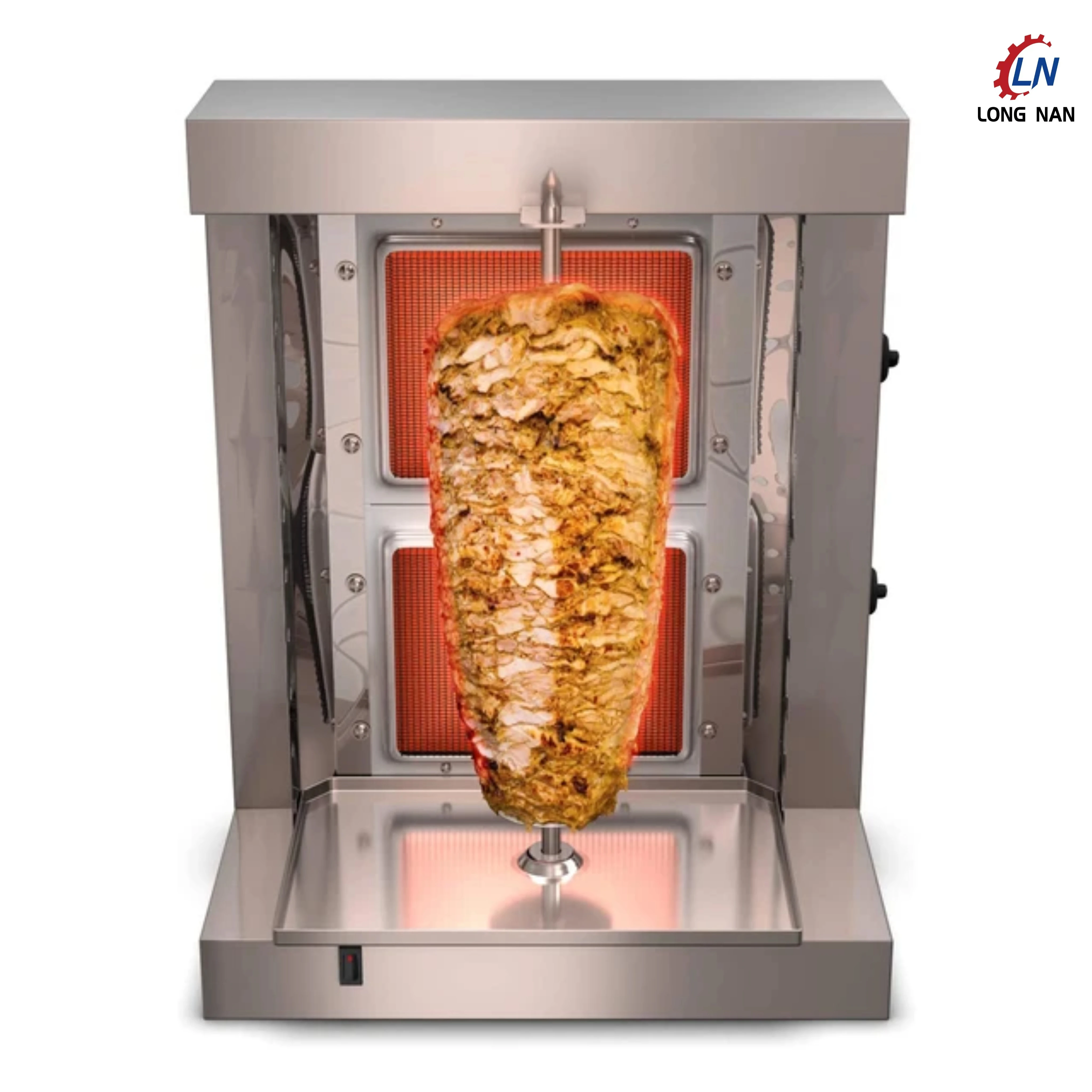 Grill de barbecue rotatif en acier inoxydable, 2 brûleurs, brochettes, équipement Shawarma, Machine commerciale pour Doner Kebab, vente en gros d'usine