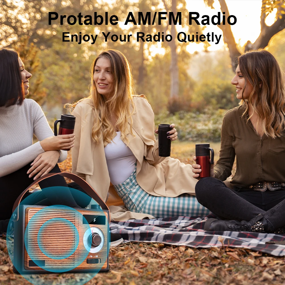2025 工場直接レトロラジオバッテリー駆動 Am Fm ポータブルラジオ Bluetooth スピーカー LED ディスプレイ付き