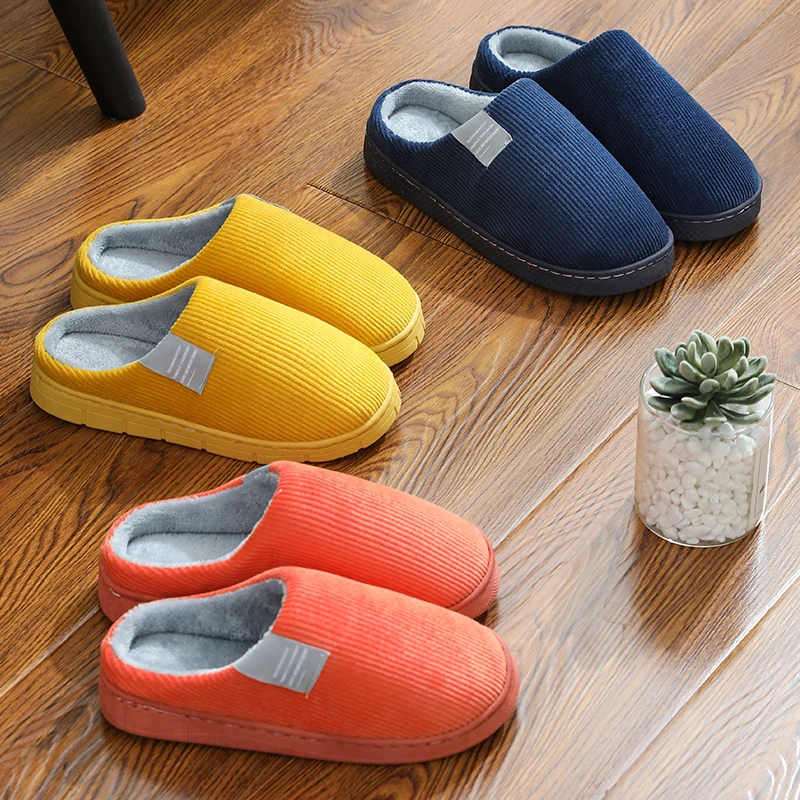 Thick Winter Warm Men Fur Slippers House Non Slip Soft Shoes Comfort Flat Heel Home Indoor Bedroom Plush Slippers for Couples image 3