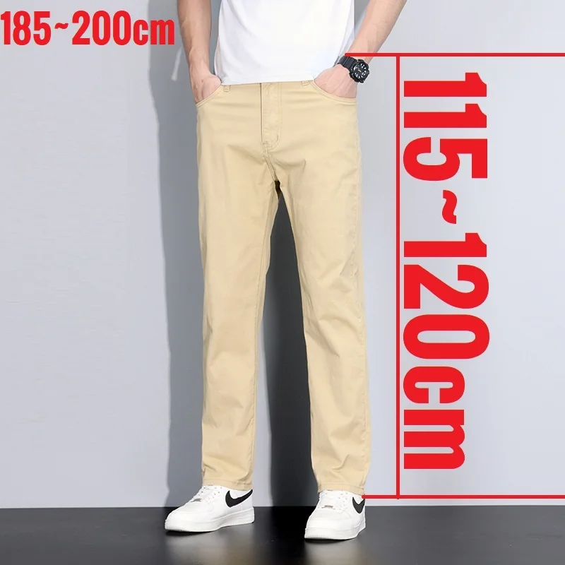 

2024 New Men's Khaki Pant Cotton Stretch Summer Pant Men Casual Tall Trouser Male Extra Long Length 120cm 200cm 190cm Lengthened