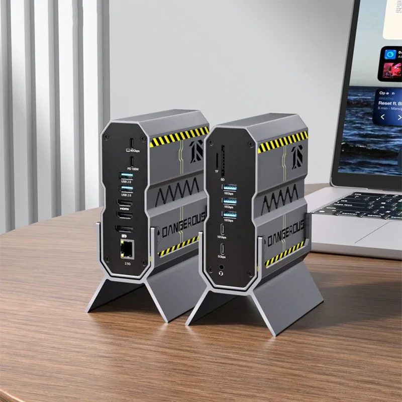 8K Dual HDMI 4-Screen Multi-Display Adapter with PD Fast Charging And 2.5G Ethernet Port for Desktop PC