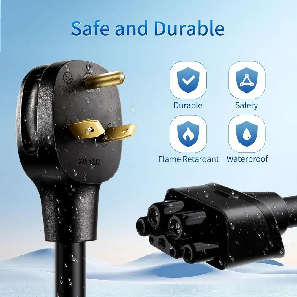 16-Inch NEMA TT-30 Adapter for Tesla Gen 2 Mobile Connector, 120V 24A RV Outlet Charger Adapter, Compact Level 2 Charging for Te