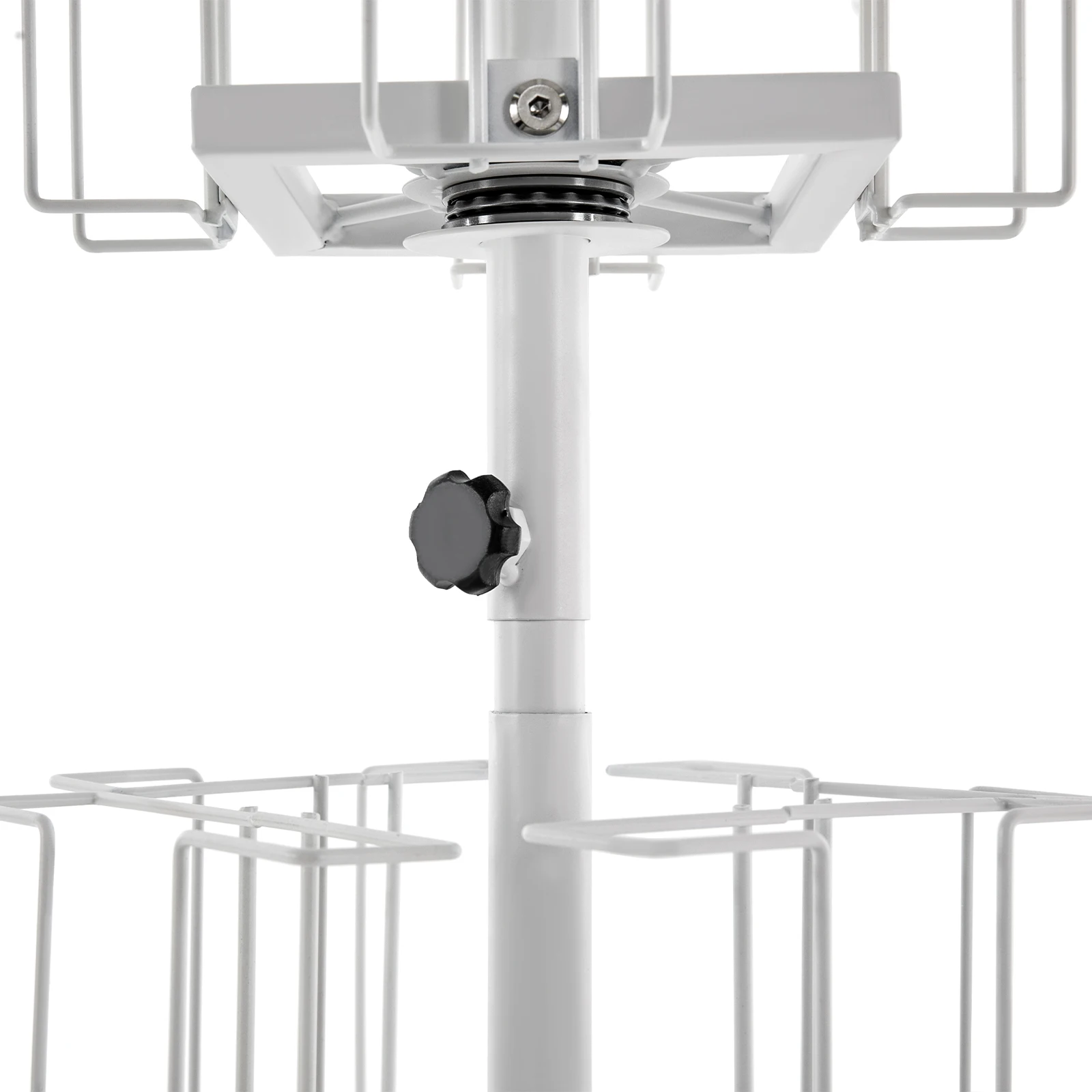 ชั้นวางการ์ดอวยพรเหล็กสีขาวสูง 1.73 เมตร 6 ชั้น ชั้นวางการ์ดแบบหมุน 24 ช่อง พร้อมล้อเบรก