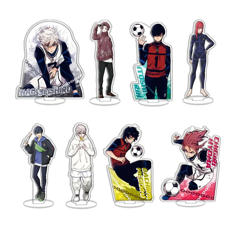 Anime Blue Lock Figure Acrylic Stands Cosplay Isagi Chigiri Bachira Nagi Karasu Cartoon Animation Blue Prison Model Plate Gift