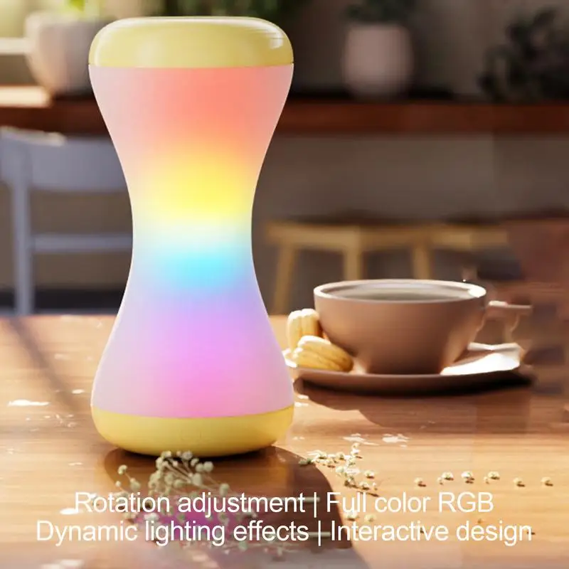 

Touch Bedside Table Lamp 360 Rotating Full-Color RGB Light Touch Control Table Lamp Hourglass Shape Portable Lamp For Nightstand