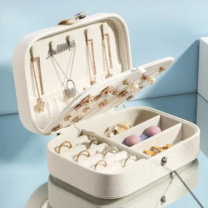 New Jewelry Box Jewelry Organizer Display Travel Jewelry Case Boxes Button Leather Storage Zipper Jewelers