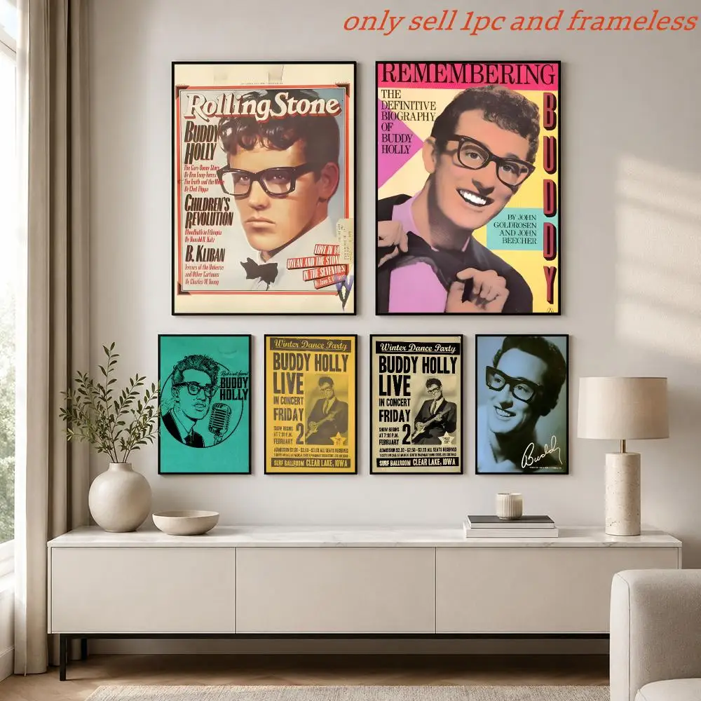 Classic Singer B-Buddy Holly Poster Print Home Living Room Bedroom Entrance Bar Cafe Art Painting Decora