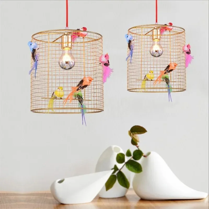 

Iron Wire Birdcage Pendant Lamp Light Nordic Loft Living Room Bedside Lamp Gold Home Decor Hanging Light Cafe Bar Iron Lampshade
