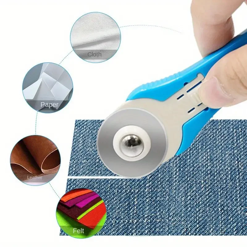 28mm Rotating Roller Wheel Cloth Knife, One-handed Operation, Cutter Head Telescopic Design, Cutting Round Disc Cutter