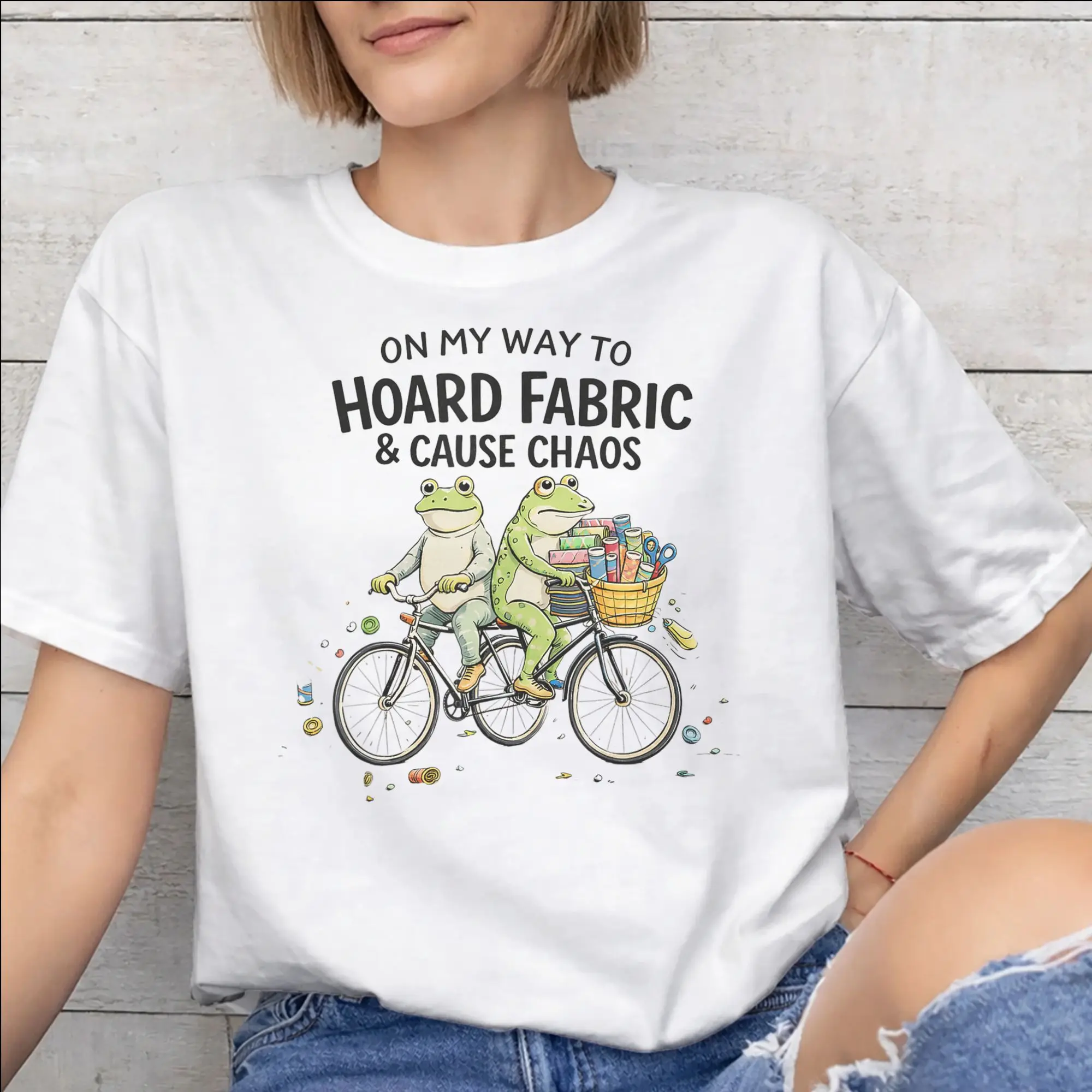 New Arrival On My Way to Hoard Fabrics and Cause Chaos T Shirt for Men Women  100% Cotton Tee Shirt Short Sleeve Clothes