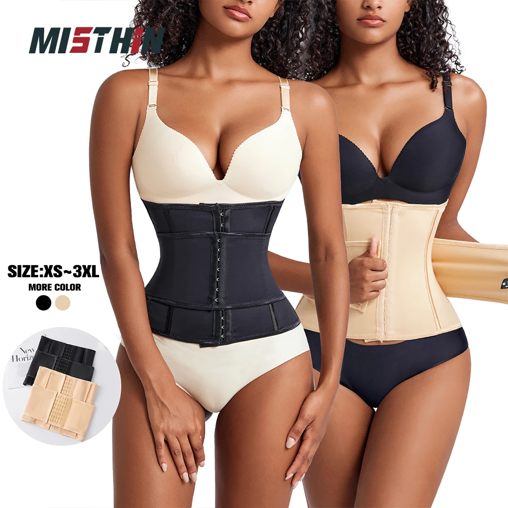 MISTHIN Women Cincher Waist Trainer Large Size Double Belt Corset Tummy Sweat Shapewear Workout Slimming Sheath Belly Reducing