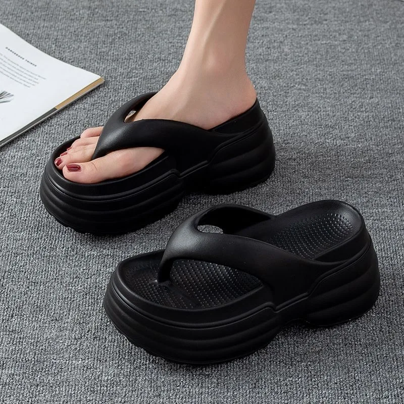 الصيف سميكة القاع المضادة للانزلاق زيادة الارتفاع كليب على الوجه يتخبط مريحة الأحمر الساخن إيفا النعال المرأة sandalias goticas