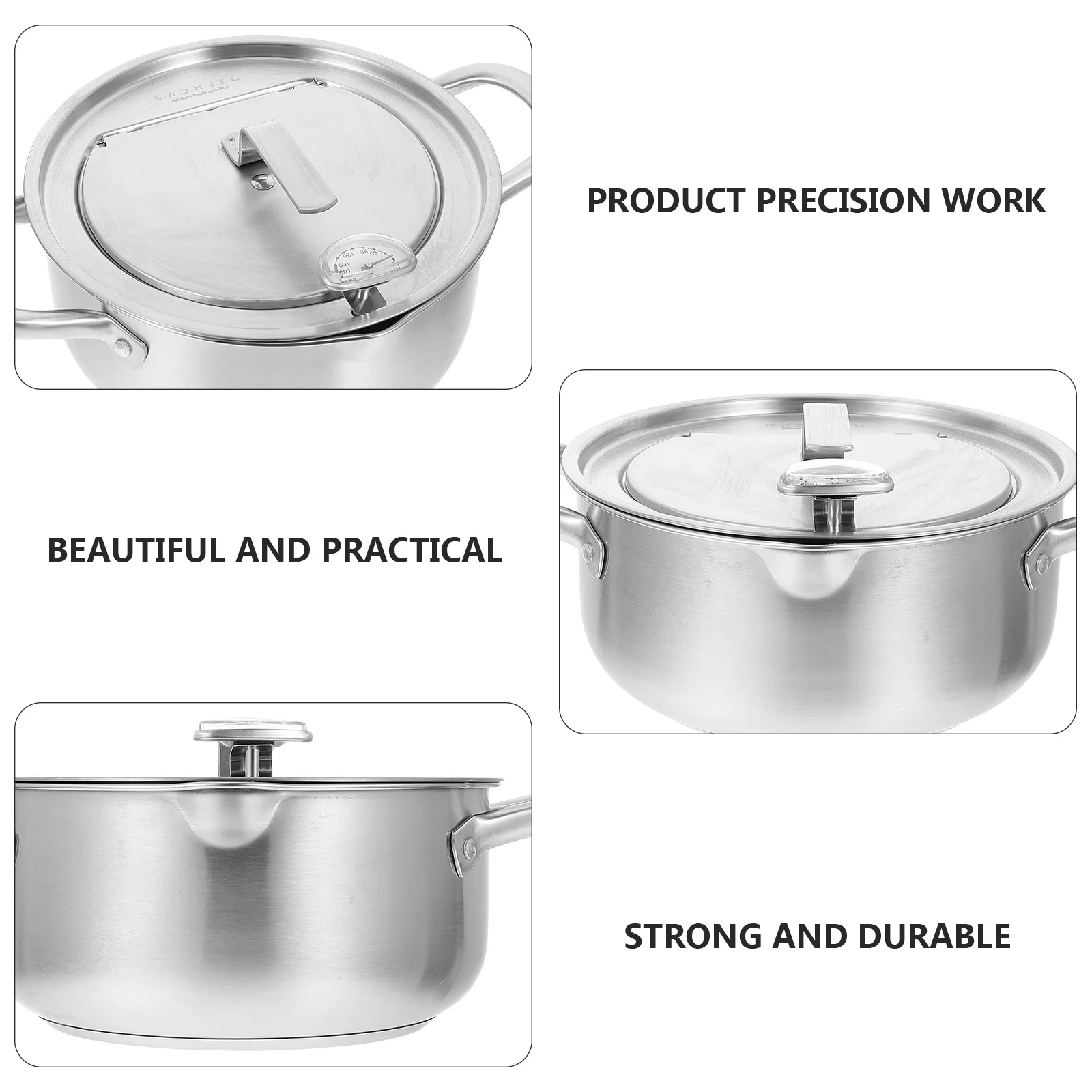 

1Pcs Stainless Steel Frying Pot with Thermometer Deep Fryer Pan for Home Restaurant Use Multifunctional Tempura Fryer Kitchen