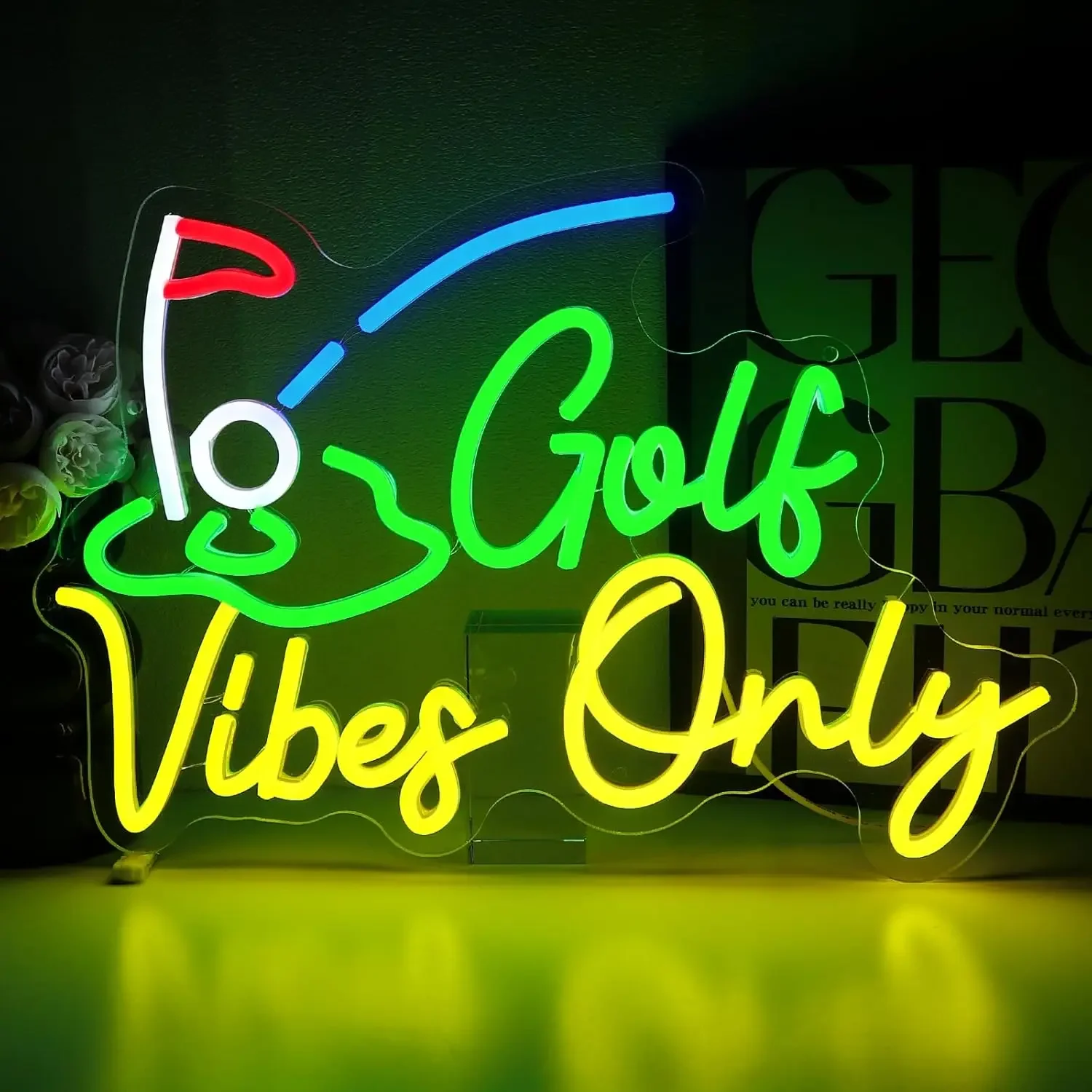 Golf Vibes Only Neon Sign Dimmable Neon Light for Gym Club Man Cave Bedroom Park Party Garage Golf Course Decor Birthday Gifts