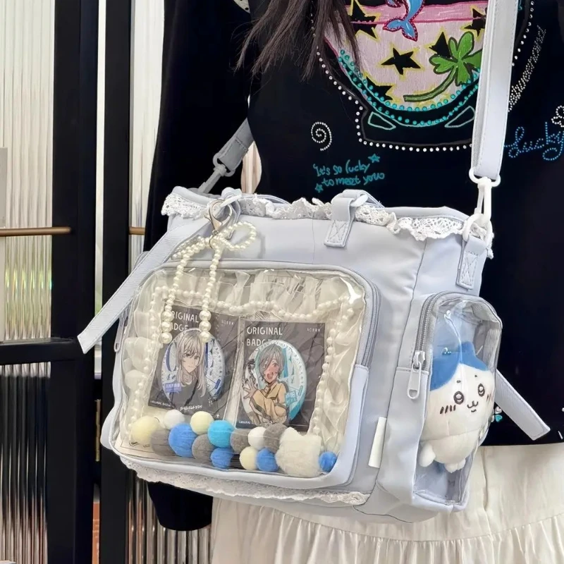 JK Uniforms Transparent Bag Student Commuting Tote Bag Japanese Ins Girl Soft Girl Shoulder Bag