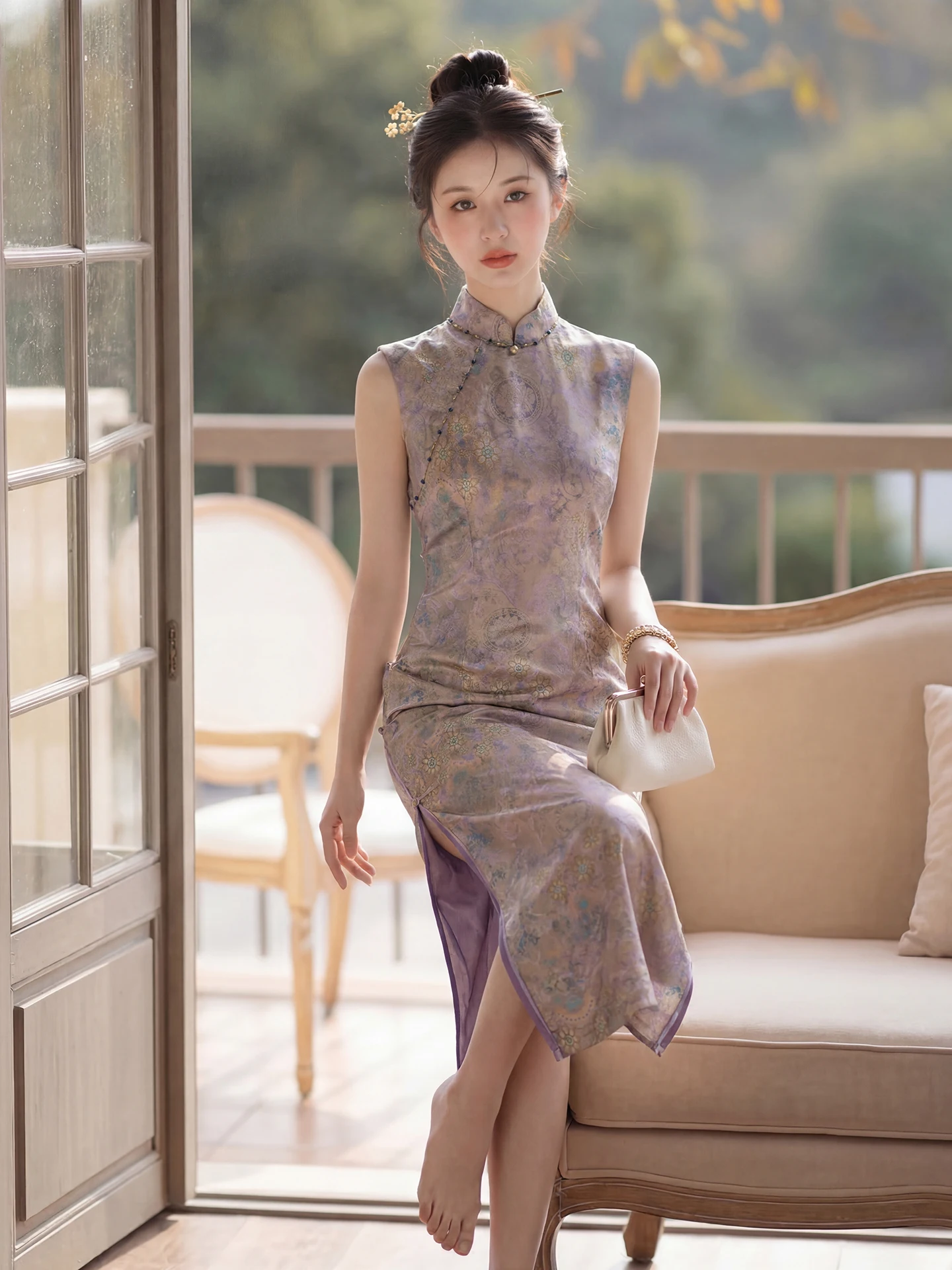 

Elegant Vintage Sleeveless Qipao Dress Women's Spring Summer High-end Luxury New Chinese Style Reformed Long Dress for Travel...
