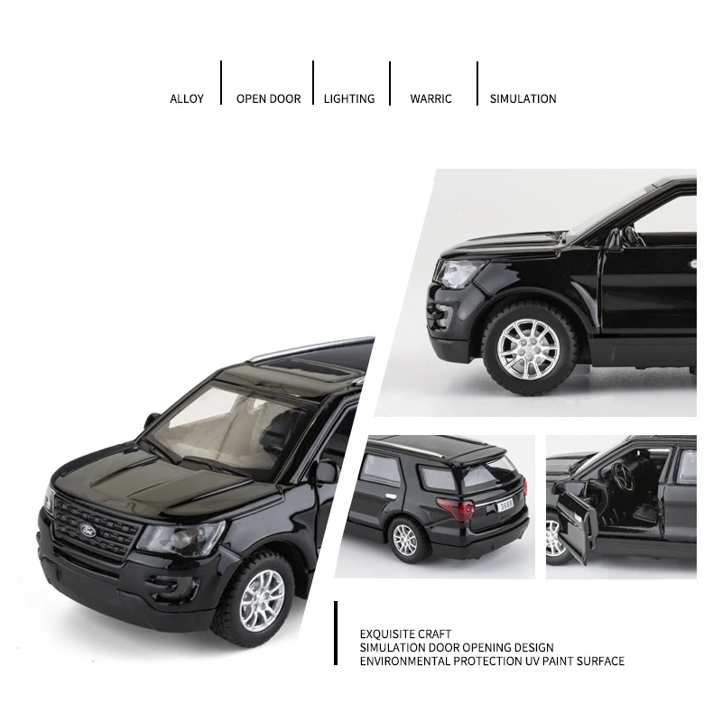 New 1:36 Ford Explorer Alloy Car Model Sound and light Diecasts & Toy Vehicles Toy Cars Collection Gifts