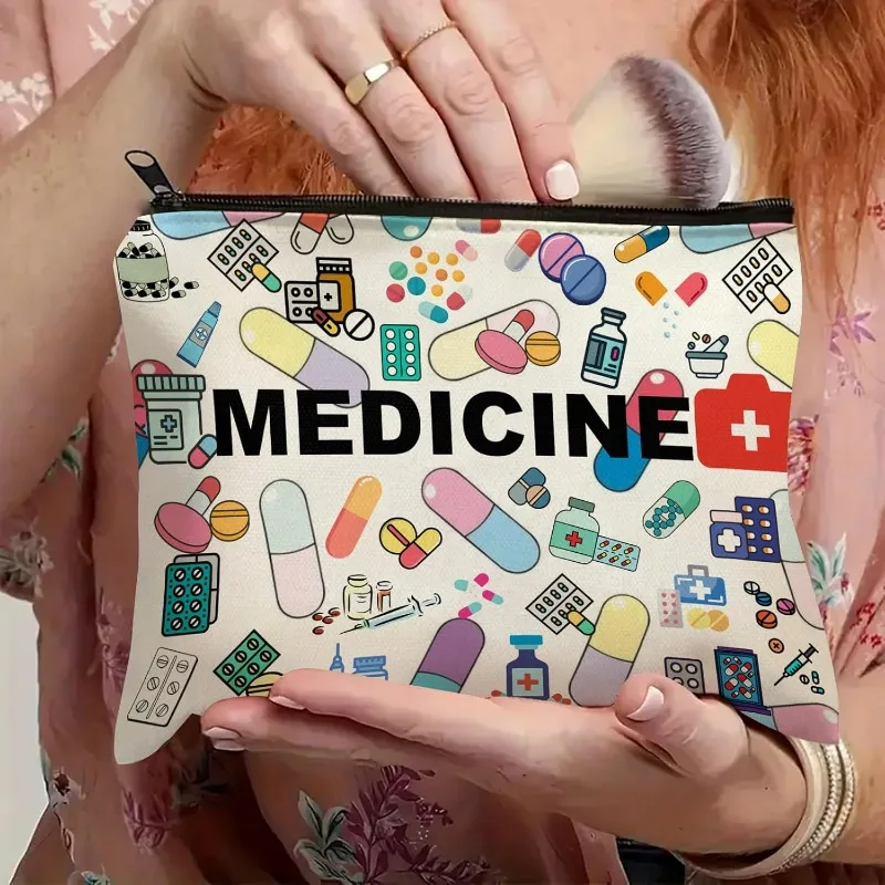 منظم مستحضرات التجميل والطب بسحاب نابض بالحياة     - حقيبة تخزين للسفر متعددة الاستخدام، هدية مثالية لأعياد الميلاد والتخرج وعيد الميلاد #2