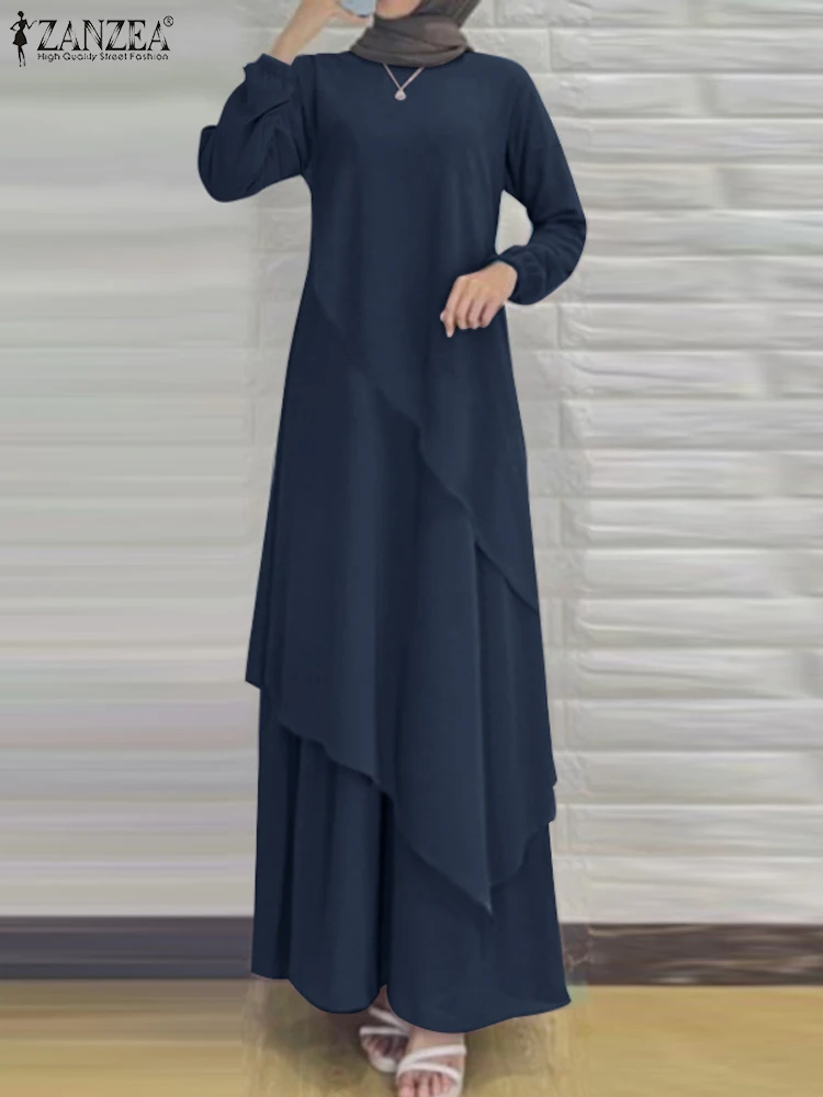 

ZAZNEA Oversize Women Muslim Abaya Long Sleeve Maxi Sundress Robe Eid Mubarek Hijab Dresses Turkey Kaftan Isamic Dubai Vestido