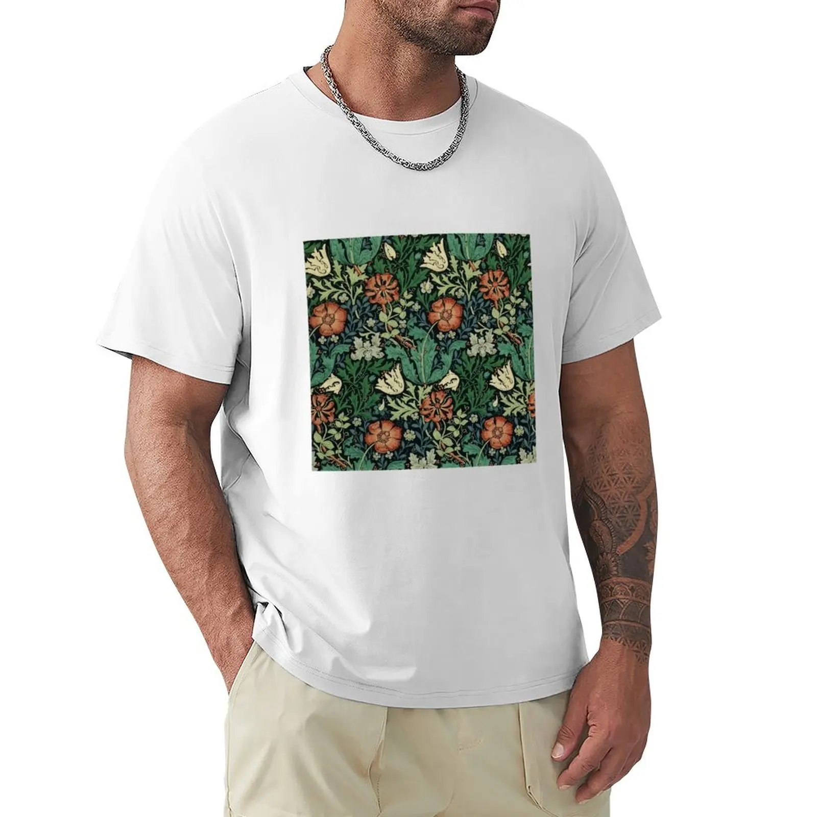 William Morris Compton Floral Art Nouveau Pattern T-Shirt blanks korean fashion t shirts for men cotton