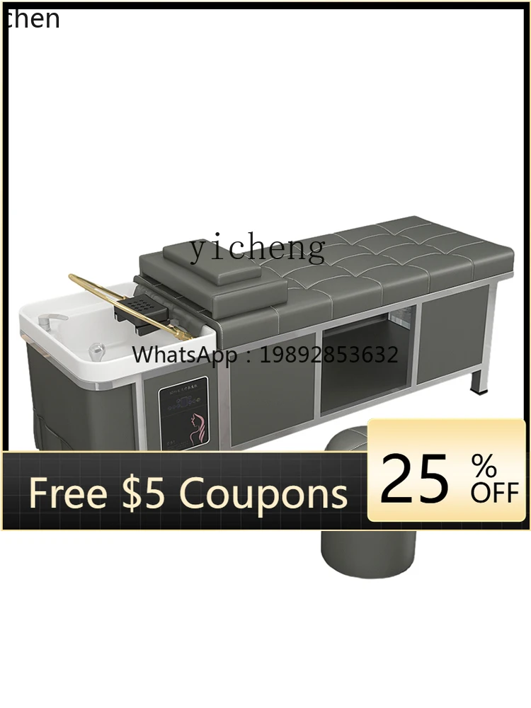YFY Barber Shop Shampoo Bed Ceramic Basin Hairdressing Thai Lying Flat Massage Hair Care Beauty Bed with Water Heater