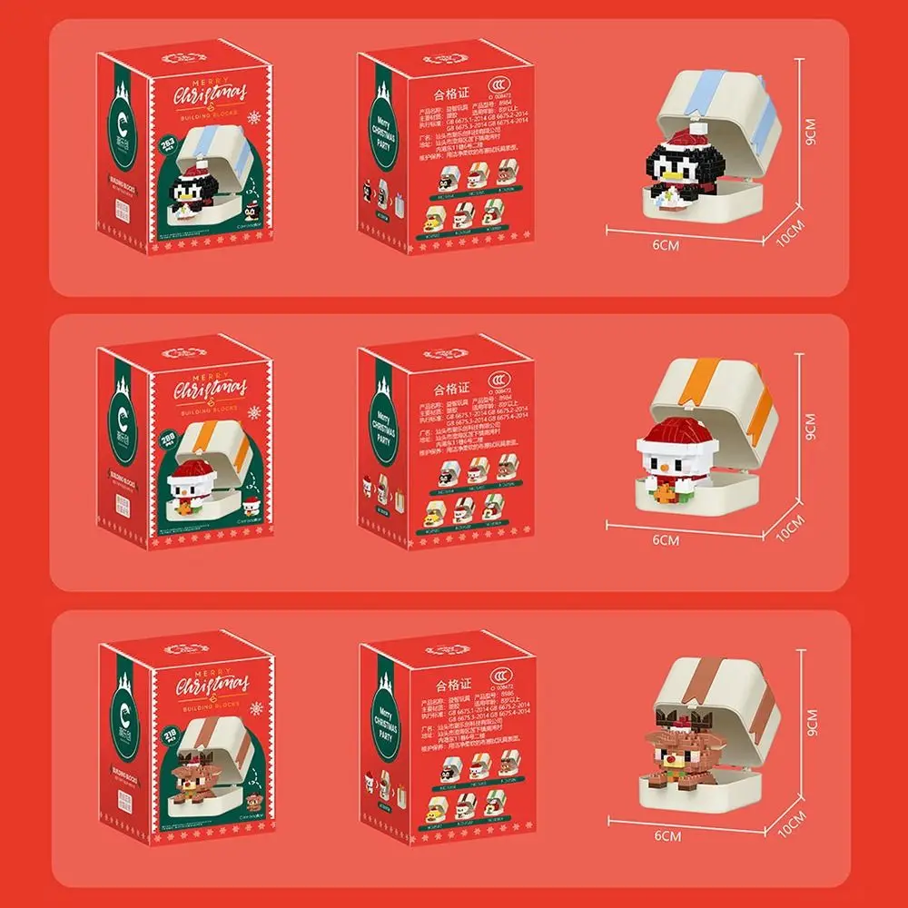 Blocs de construction joyeux noël exquis, cadeau éducatif pour enfants, Mini ornement, Mini assemblage de dessin animé