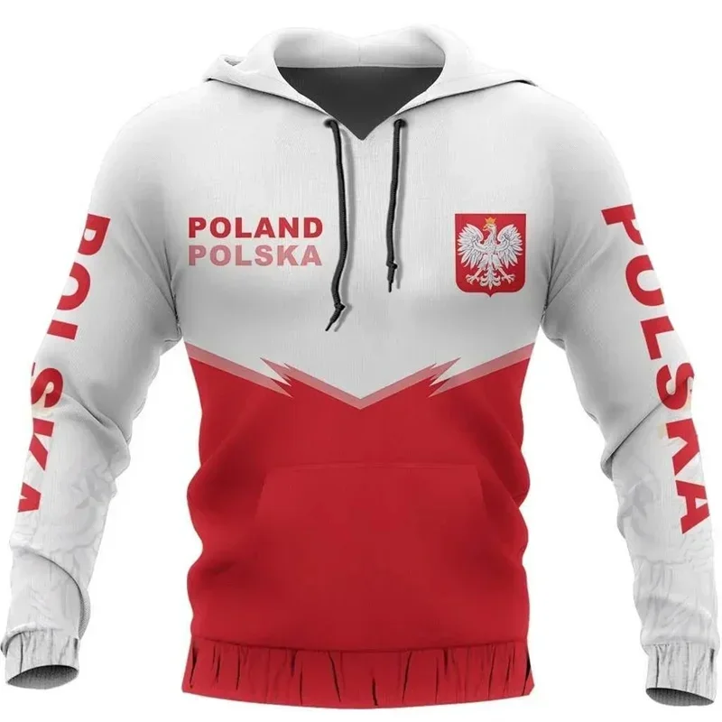 Polish Flag Badge felpe con cappuccio da uomo Graphic 3D Printed Polish Spirit Totem Pattern New in felpe con cappuccio e felpe Hip Hop Pullover Tops