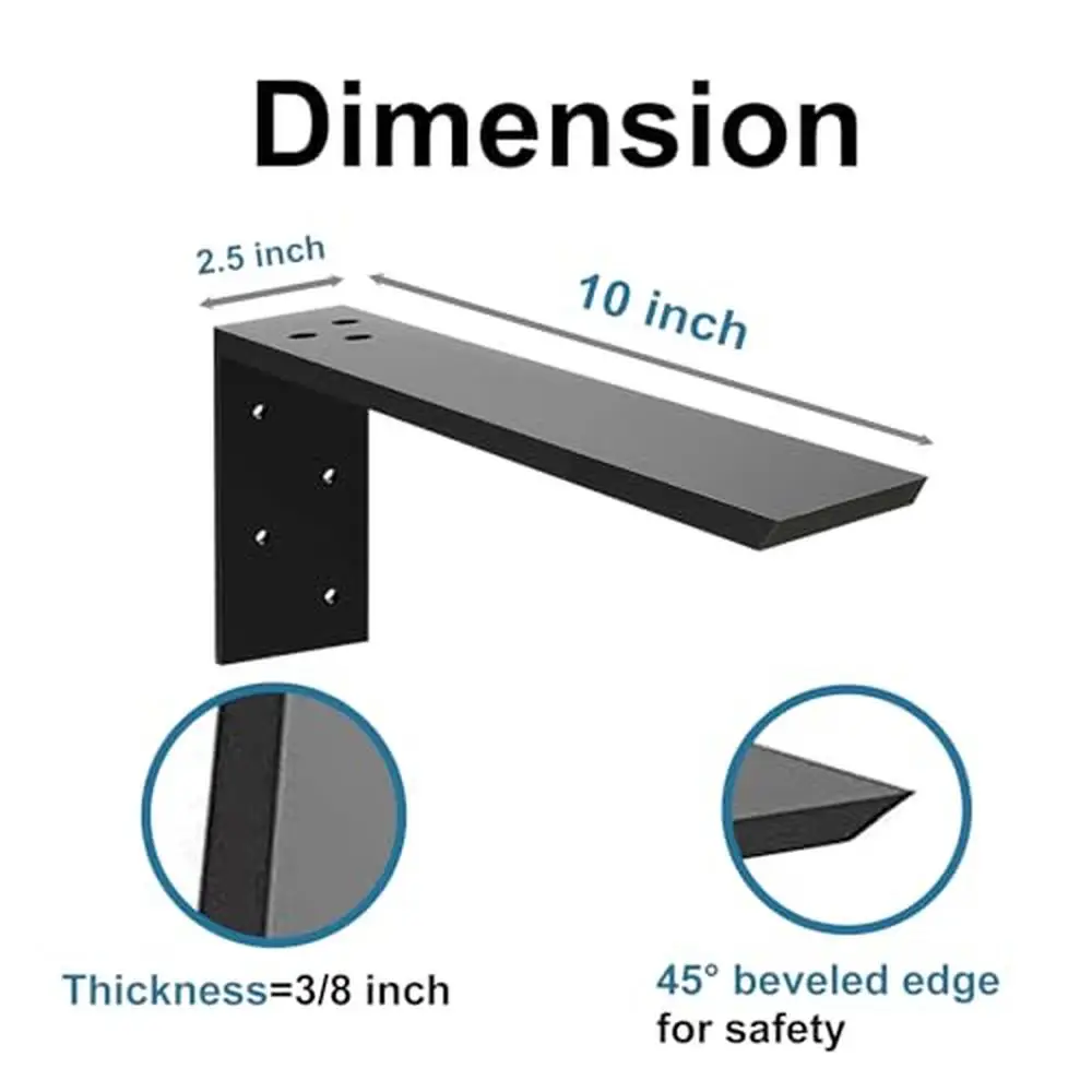 Heavy Duty Countertop Support Bracket 2 Pack Metal L Bracket Kitchen 600-800lb Load Capacity Rustic Shelf Bracket Quartz Granite