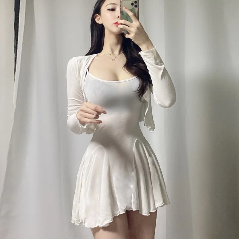 

Ya022 Lightweight See-through Wrap-around Strapless Sun Protection Shirt Lace Skirt Fashionable Summer Outfit for Women