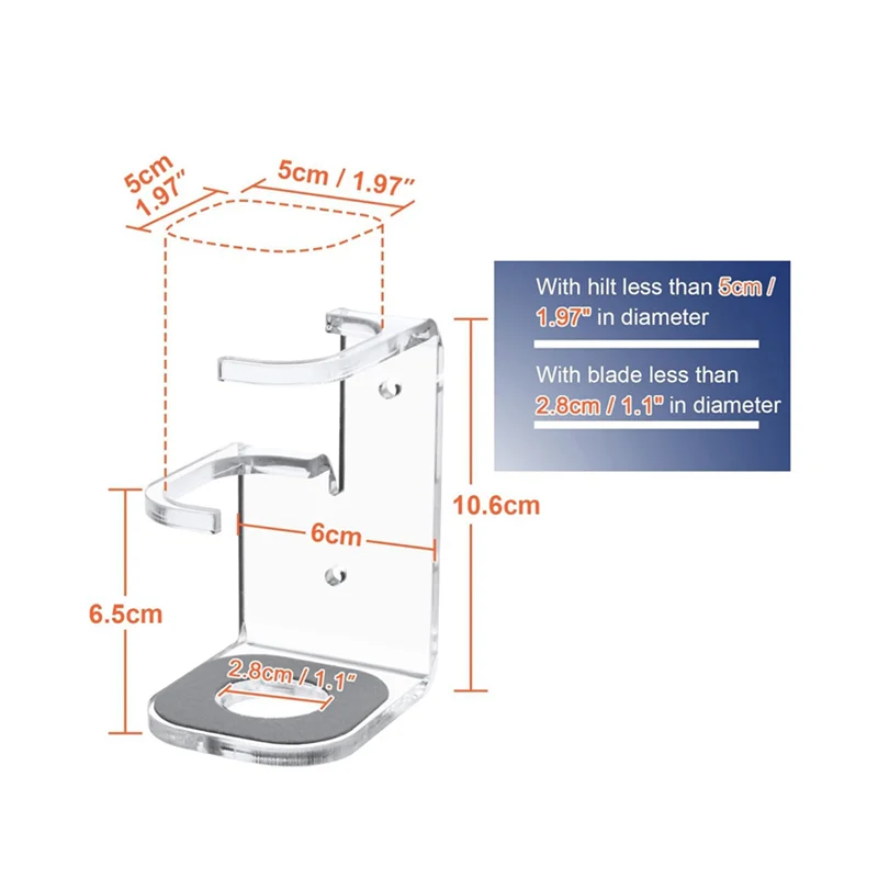 ABWR-2X sabre de luz suporte de montagem na parede acrílico sabres de luz display titular sabre de luz rack de parede gancho com almofada protetora