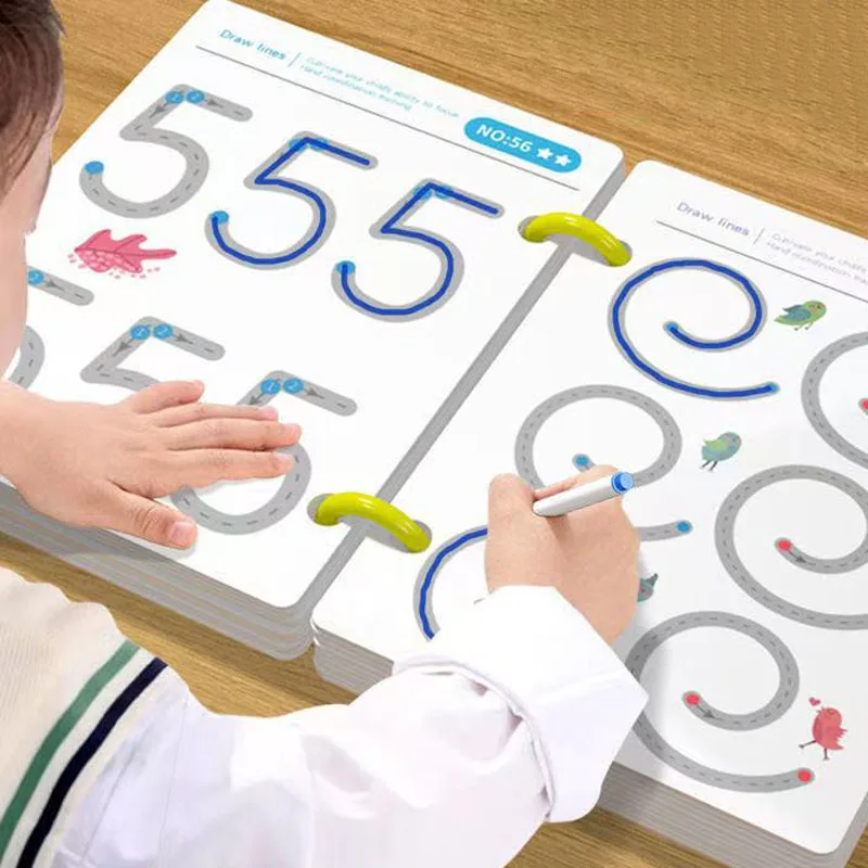 

Книга для рисования Монтессори, многоразовая волшебная детская тетрадь для практики, учебная книга для управления, рабочая тетрадь для магической трассировки