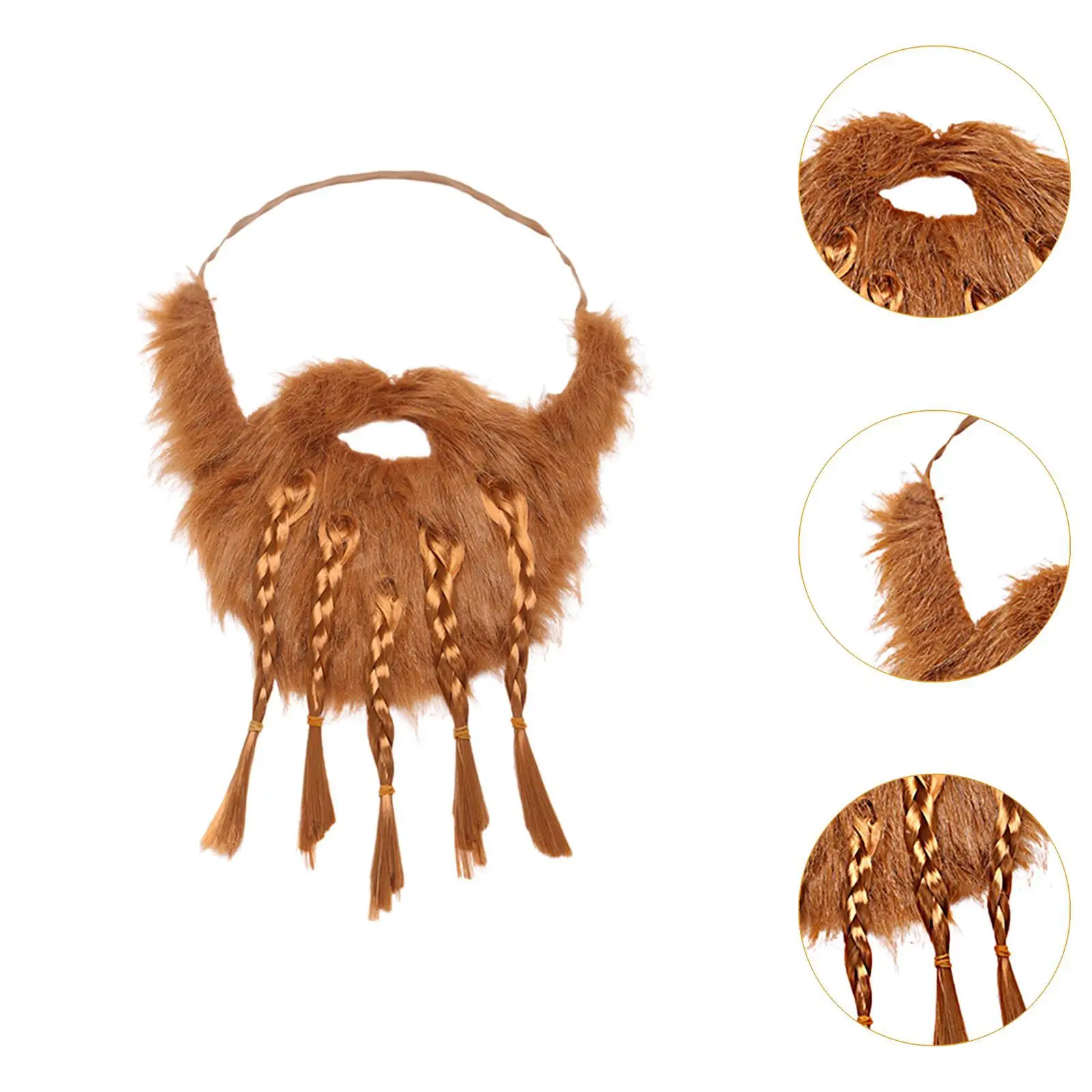 Fake Beard Costume Accessories Facial Hair Makeup Chin Strap Braided for Masquerade Stage Performance Carnival Festive Men Women
