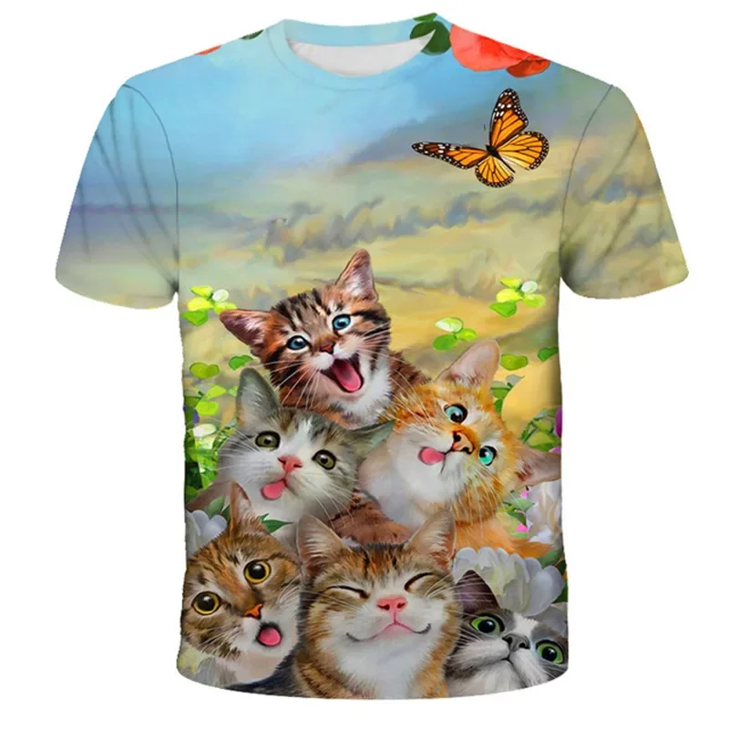 

Boys T Shirt Summer 3D Cat Printed Cartoon Cute Animal T Shirt Kids Casual Harajuku Fashion Top Boys & Girls Super Cool T Shirt