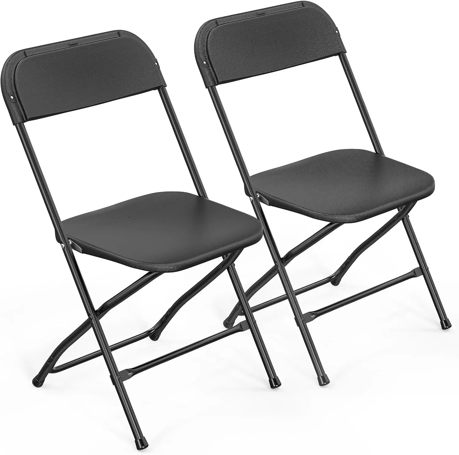 

2 Pack Black Plastic Folding Chair, Indoor Outdoor Portable Stackable Commercial Seat with Steel Frame 350lb. Capacity f