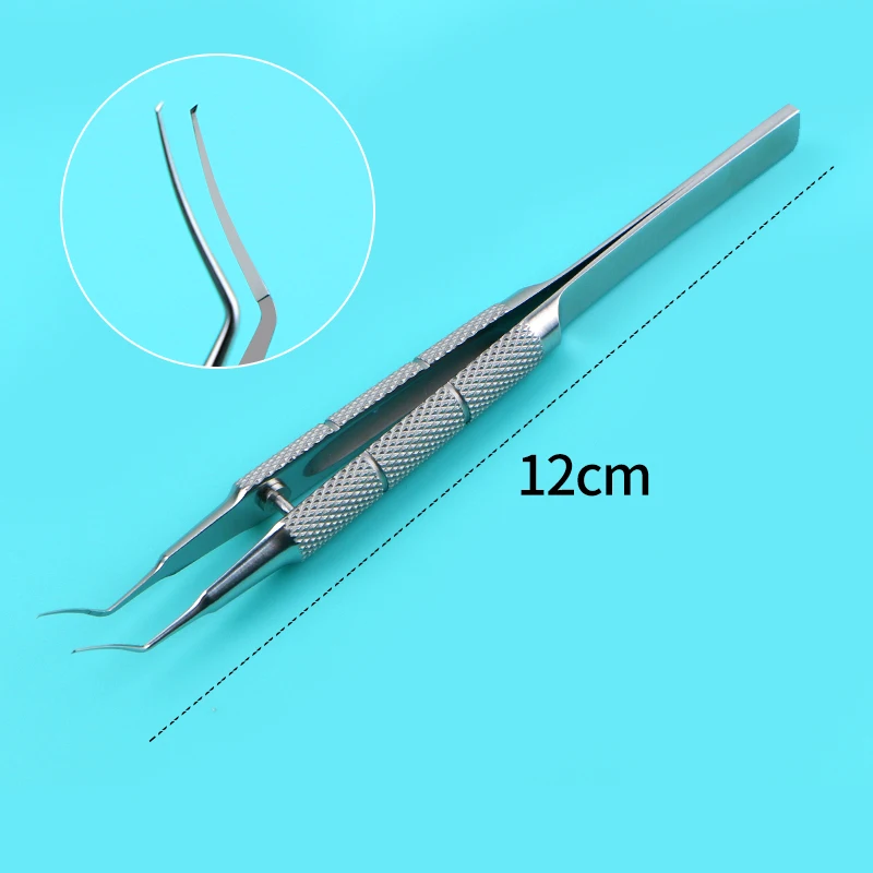 Tearing forceps for ophthalmic microsurgical instruments - Angled curved Haff shaped 1.8mm small incision