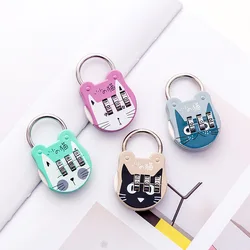 1PC Cute Cat Luggage Padlock Suitcase Backpack Password Lock Cartoon Mini Keyed Padlock Journal Notebook Handbag Code Locks