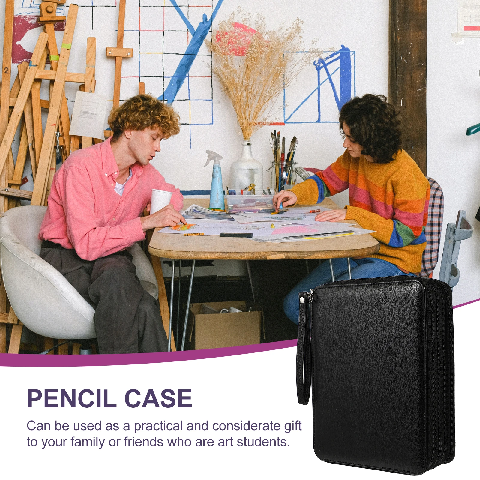 

Large Capacity Multi-Purpose Stationery Bag For s Drawing Pencil Storage Durable Pu Material Foldable Pouch 184 Holes Art Pen
