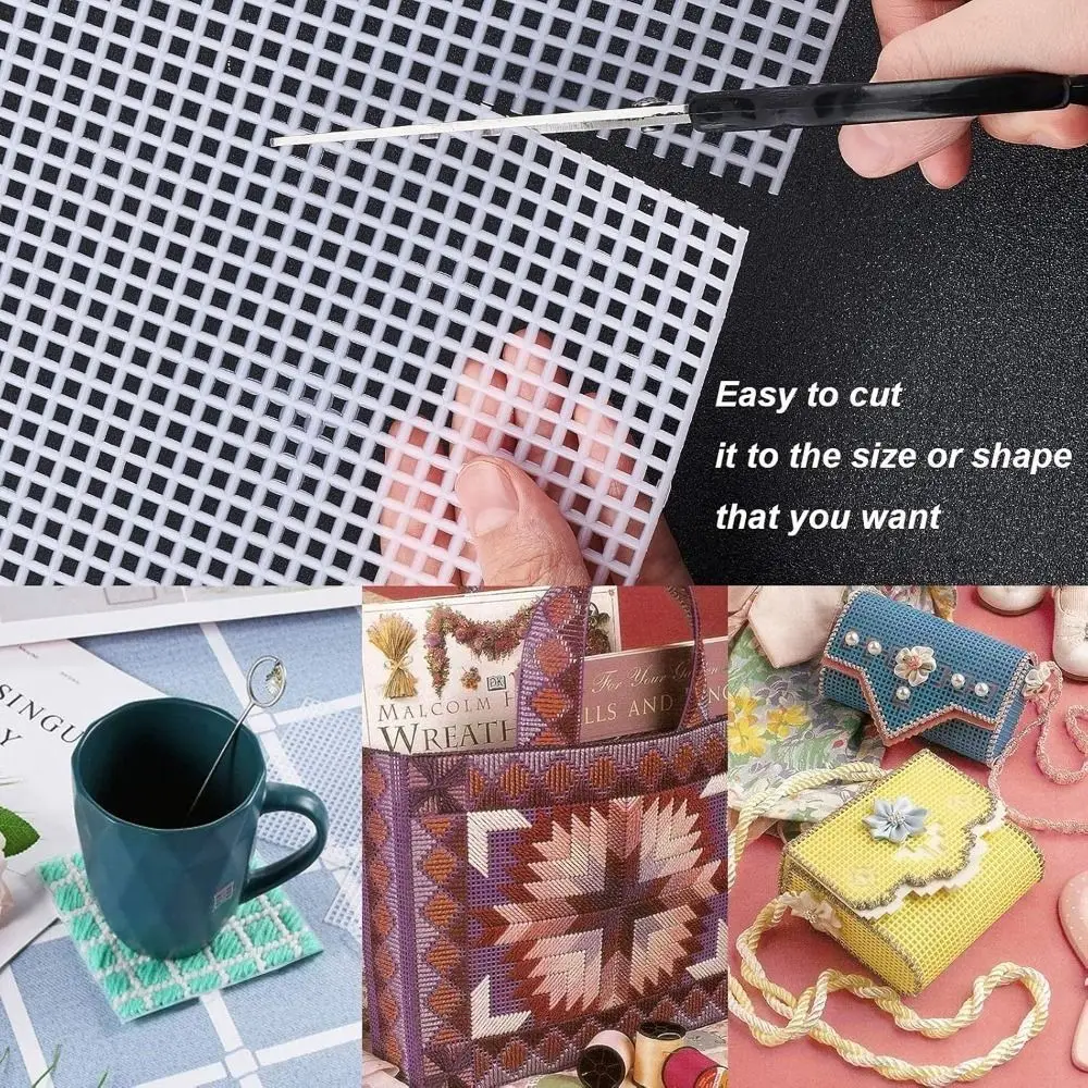 

Purse Making Supplies Plastic Bag Mesh Grid White Blank Bag Sheets Mesh Cloth Crochet Projects