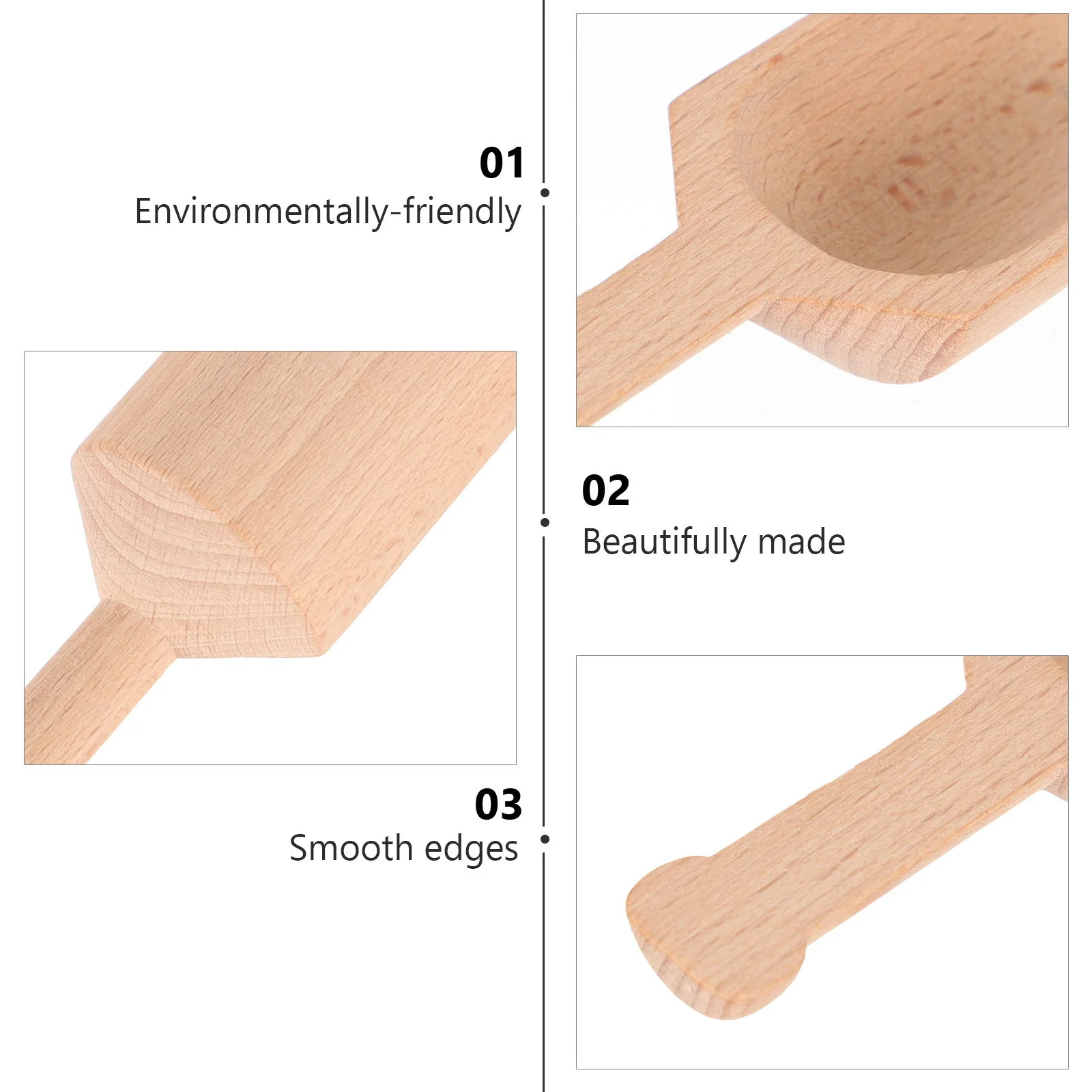 

2Pcs Simple Design Wooden Spoons Practical Salt Tea Kitchen Utensils Eco-Friendly